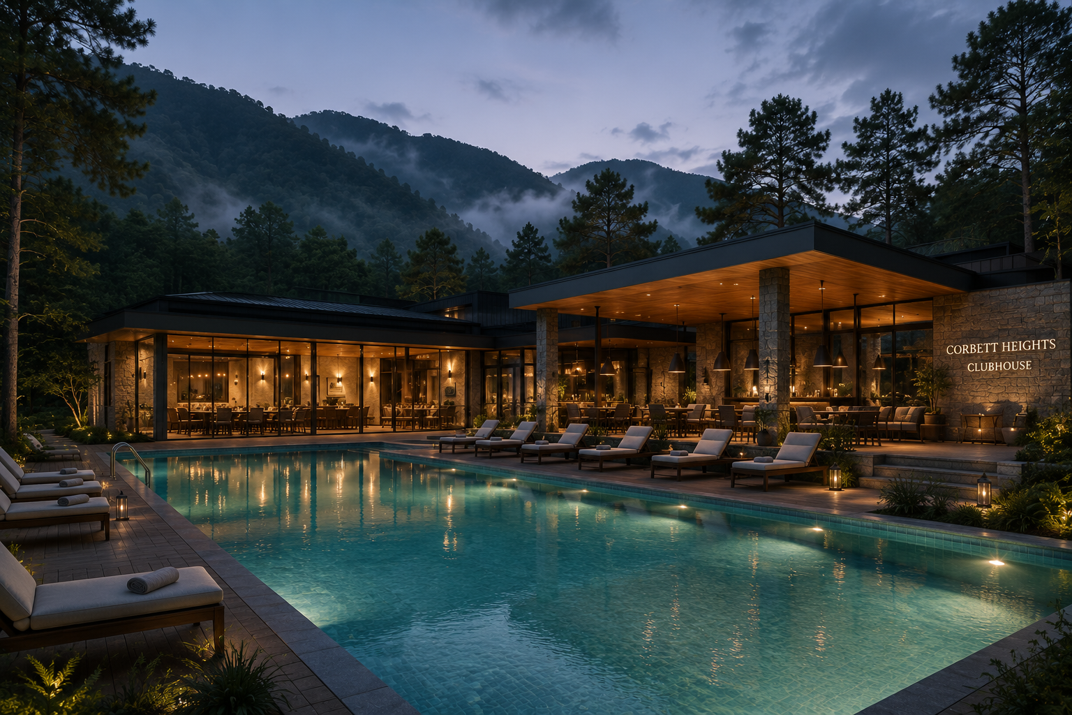 Resort villa surrounded by forest and natural landscaping