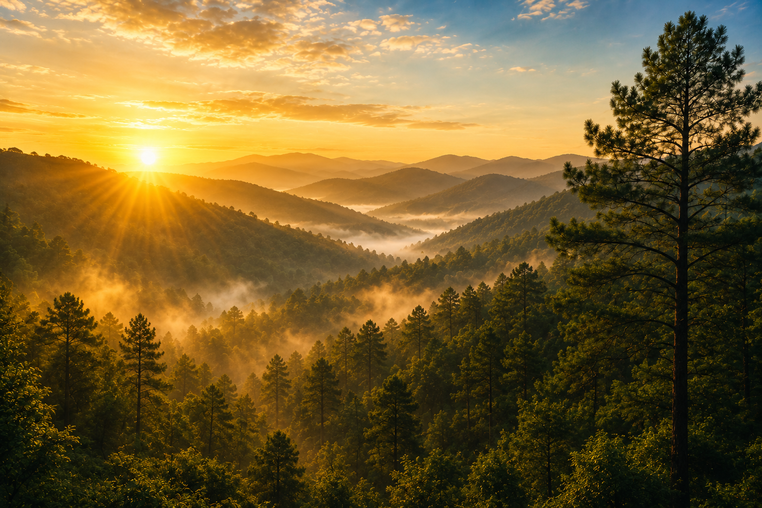 Aerial view of forest landscape in the Himalayan foothills